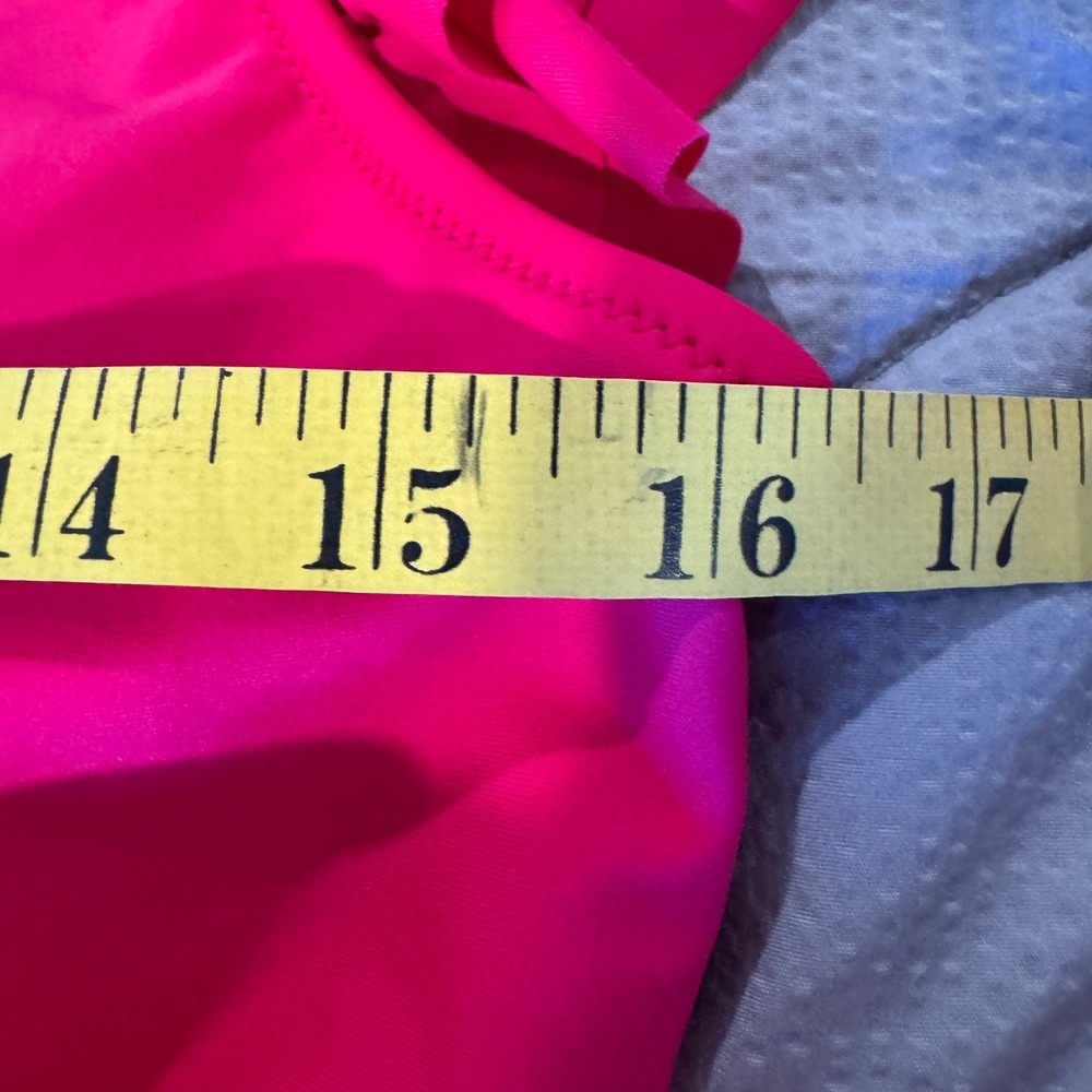One‑Piece Swimsuit L NWT Hot Pink Flutter Sleeve Ruched Side Tie Tummy Control - Picture 5 of 8